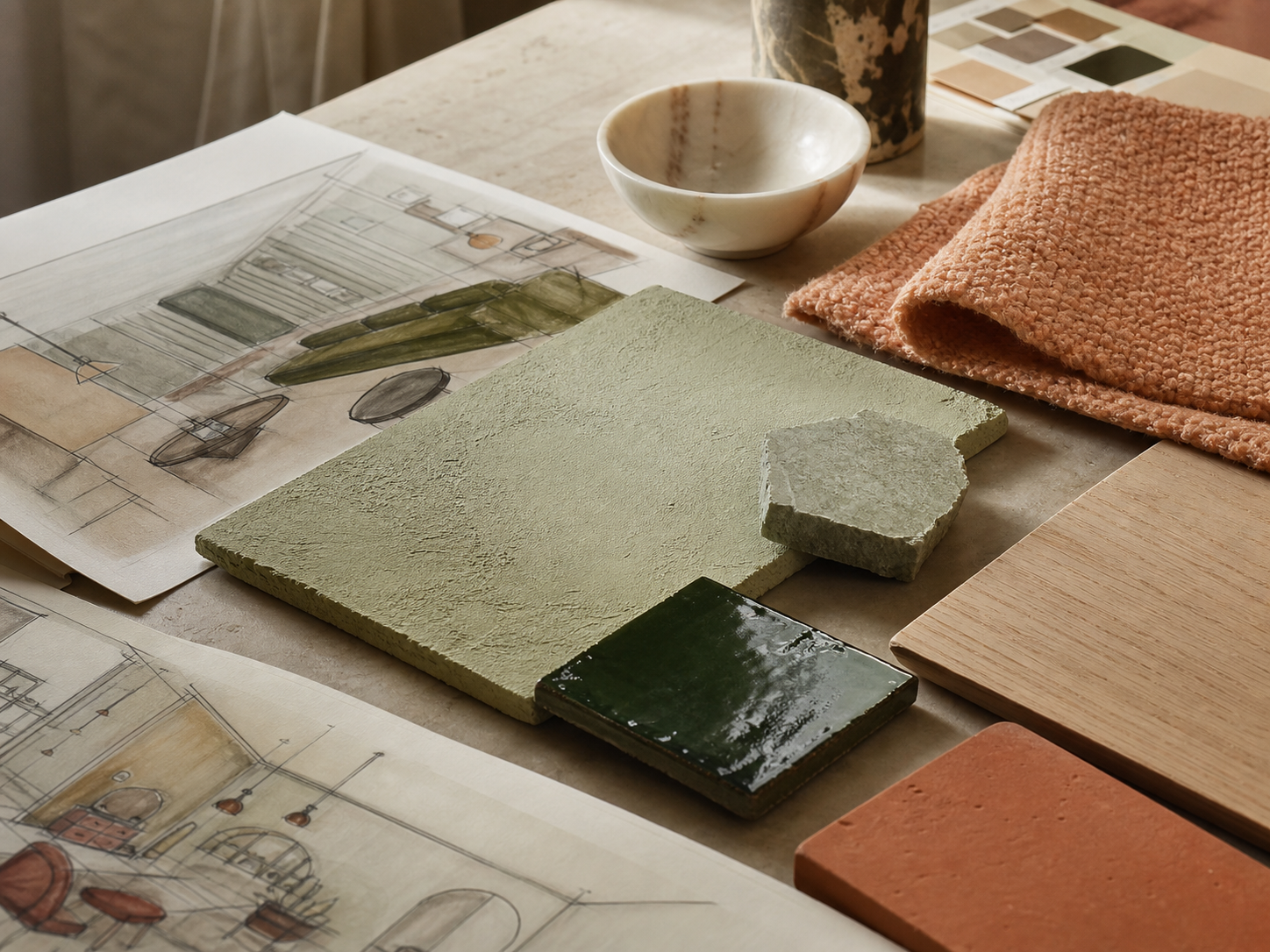 Tavolo di materiali dello studio